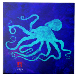 Octopus 6 R - Stor keramik Tile Kakelplatta