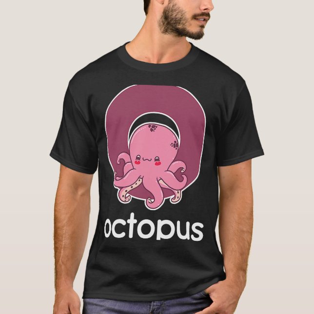 Octopus Alphabet Tentacle Squid Fishing T Shirt (Framsida)