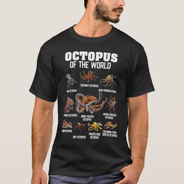 Octopus Animals of the World Sea Animal Ocean Octo T Shirt (Framsida)