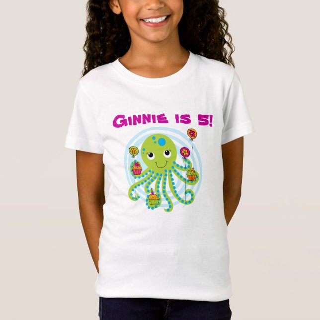 Octopus Anpassade Birthday T-shirt (Framsida)