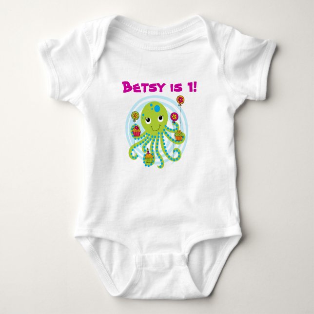Octopus Anpassade Birthday T-shirt (Framsida)