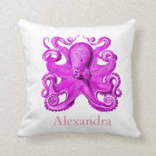 Octopus Anpassningsbar Lila Nautical Vintage Perso Kudde