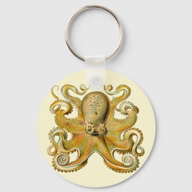 Octopus antique illustration sea monster nyckelring (Framsida)