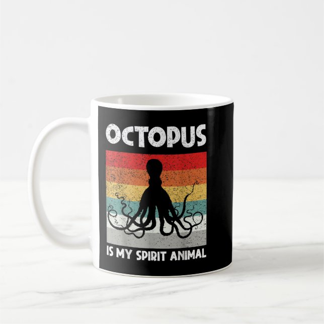 OCTOPUS ÄR MITT SPIRT DJUR, FUNNY OKTOBER KVINNOR  KAFFEMUGG (Vänster)