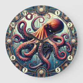 Octopus Art Deco Stor Klocka