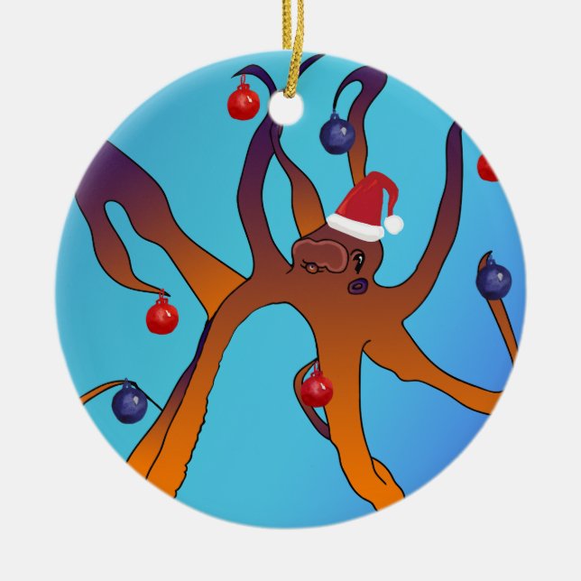 Octopus Art God jul Julgransprydnad Keramik (Framsidan)