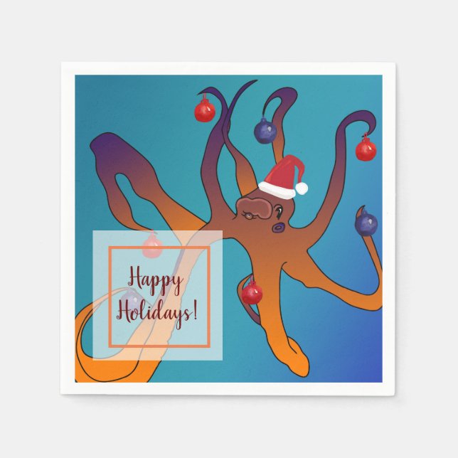 Octopus Art God jul Pappersservett (Framsidan)