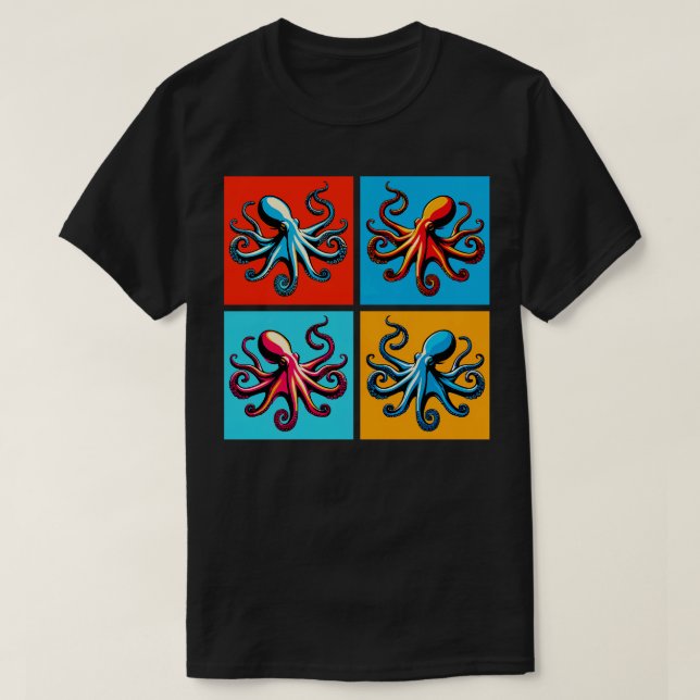 Octopus Art Trendig Marine Life T Shirt (Design framsida)