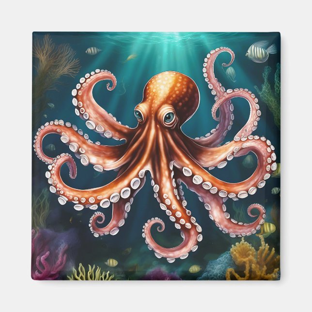 Octopus Art Undervatten Magnet (Framsidan)