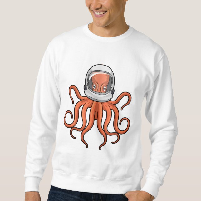 Octopus as Astronaut Lång Ärmad Tröja (Framsida)