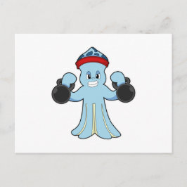 Octopus as Bodybuilder with Dumbbells Vykort