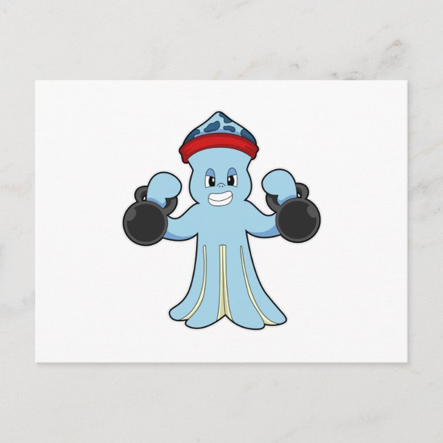 Octopus as Bodybuilder with Dumbbells Vykort (Framsida)