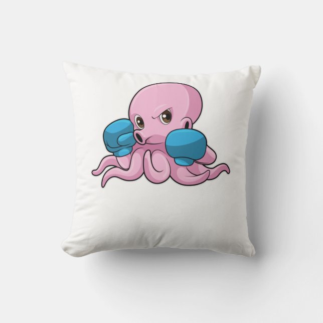 Octopus as Boxer with Boxing gloves Kudde (Framsida)