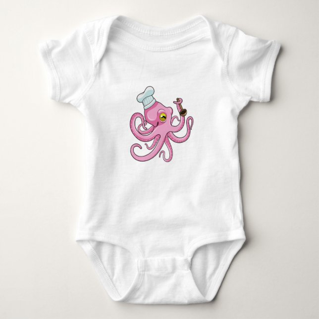 Octopus as Cook with Wooden spoon T Shirt (Framsida)
