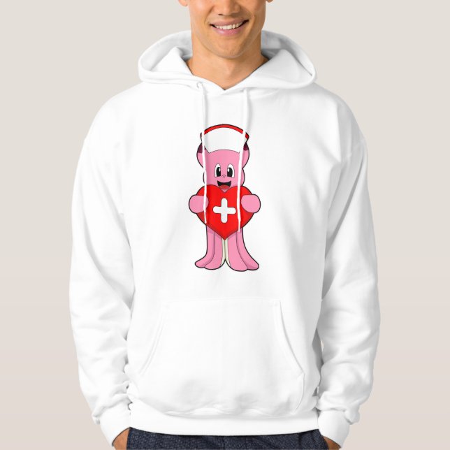 Octopus as Nurse with Heart Hoodie (Framsida)
