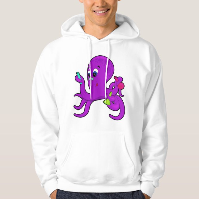 Octopus as Teacher med laboratorieutrustning Hoodie (Framsida)