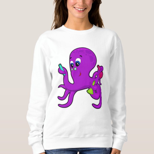 Octopus as Teacher med laboratorieutrustning T Shirt (Framsida)