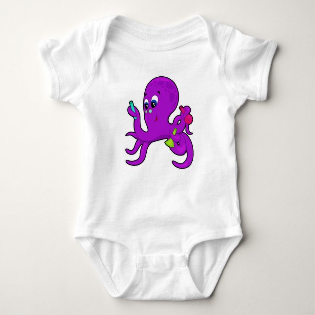 Octopus as Teacher med laboratorieutrustning T Shirt (Framsida)