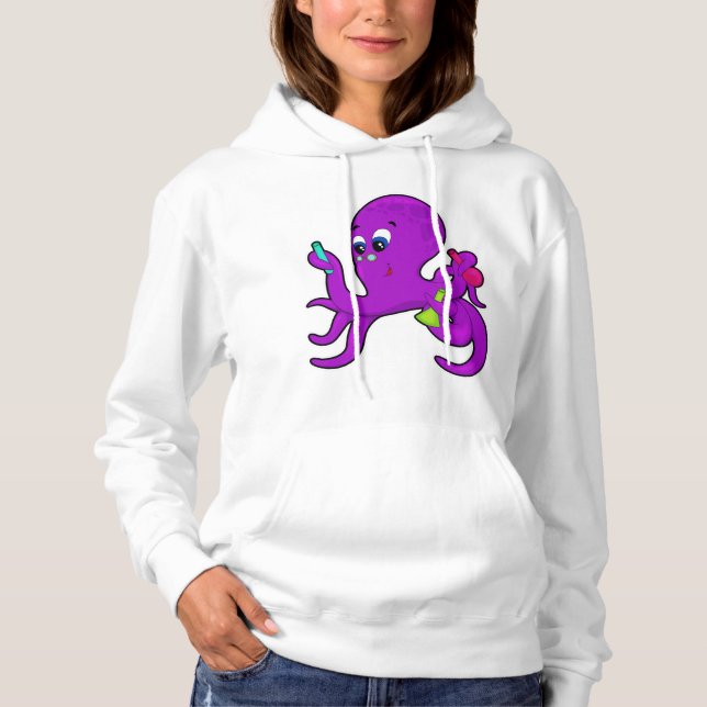 Octopus as Teacher med laboratorieutrustning T Shirt (Framsida)