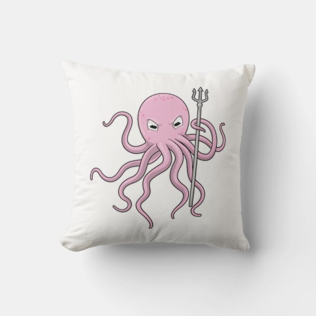 Octopus as Wizard med Trident Kudde (Framsida)