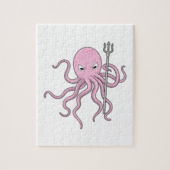 Octopus as Wizard med Trident Pussel (Vertikal)