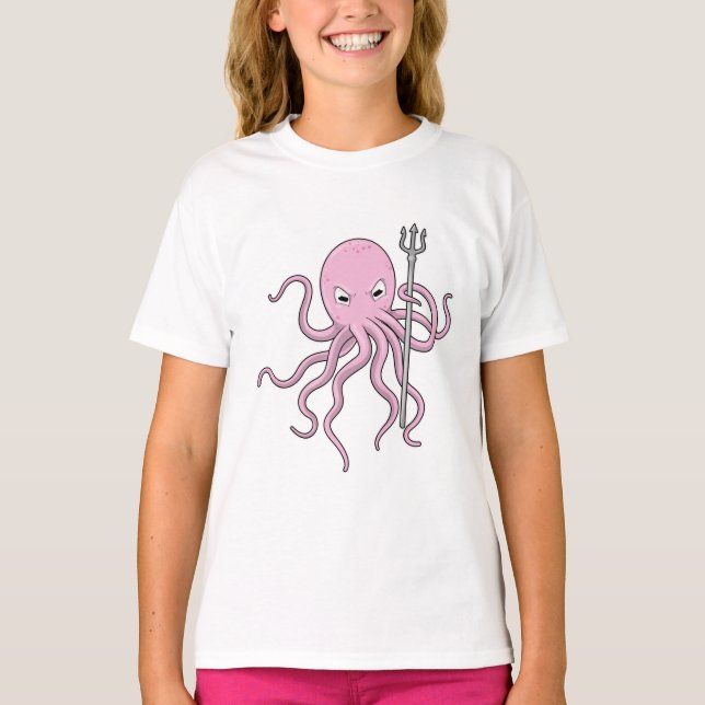 Octopus as Wizard med Trident T Shirt (Framsida)