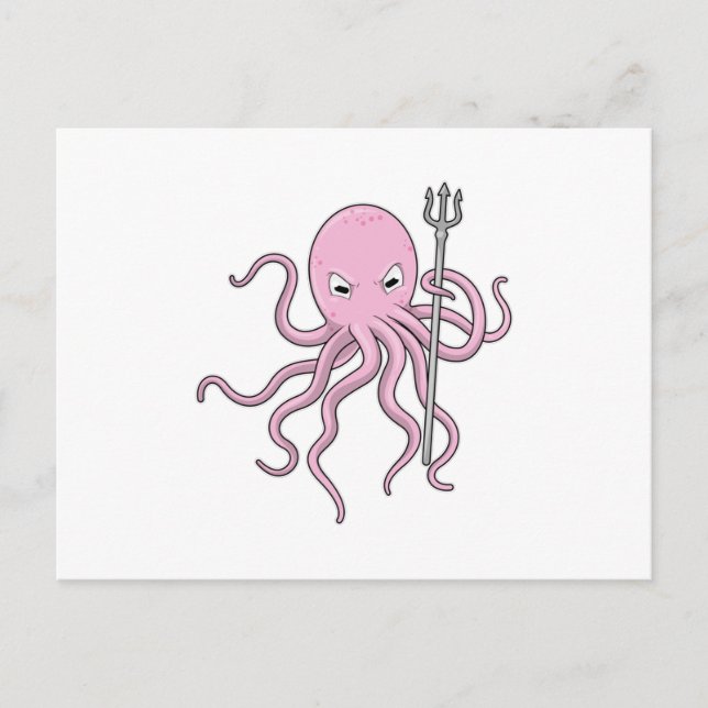 Octopus as Wizard med Trident Vykort (Framsida)