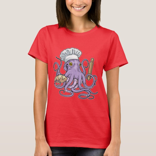 Octopus Baker Bread T Shirt (Framsida)