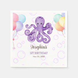 Octopus Balloon Lila Bubble Barns födelsedag Pappersservett