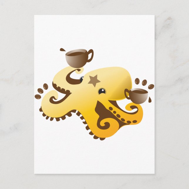 Octopus Barista Vykort (Framsida)