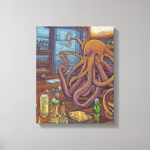 Octopus bartender Fantasy Canvastryck