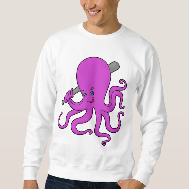 Octopus Baseball Baseball fladdermus Lång Ärmad Tröja (Framsida)