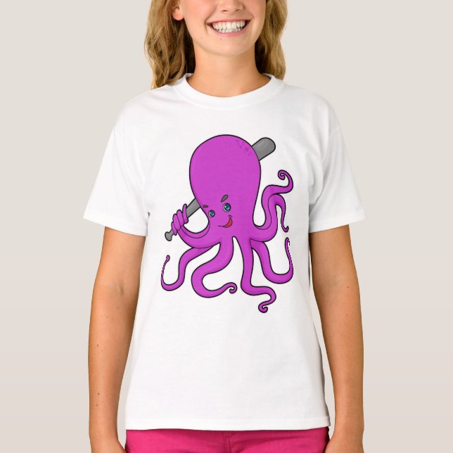 Octopus Baseball Baseball fladdermus T Shirt (Framsida)