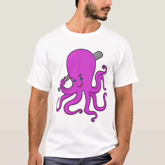 Octopus Baseball Baseball fladdermus T Shirt (Framsida)