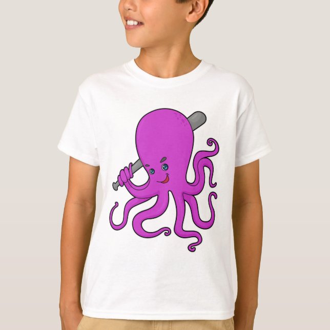 Octopus Baseball Baseball fladdermus T Shirt (Framsida)