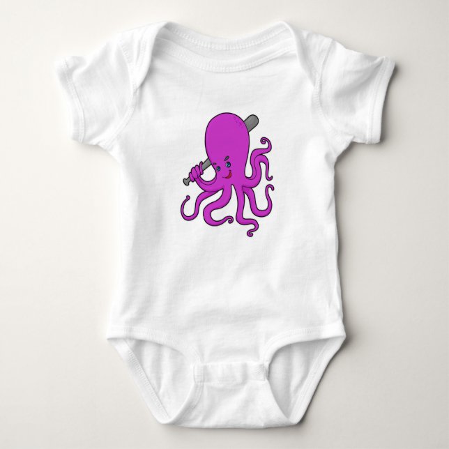 Octopus Baseball Baseball fladdermus T Shirt (Framsida)