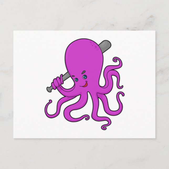 Octopus Baseball Baseball fladdermus Vykort (Framsida)