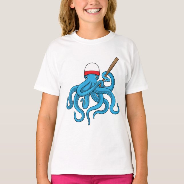 Octopus Baseball fladdermus Baseball T Shirt (Framsida)
