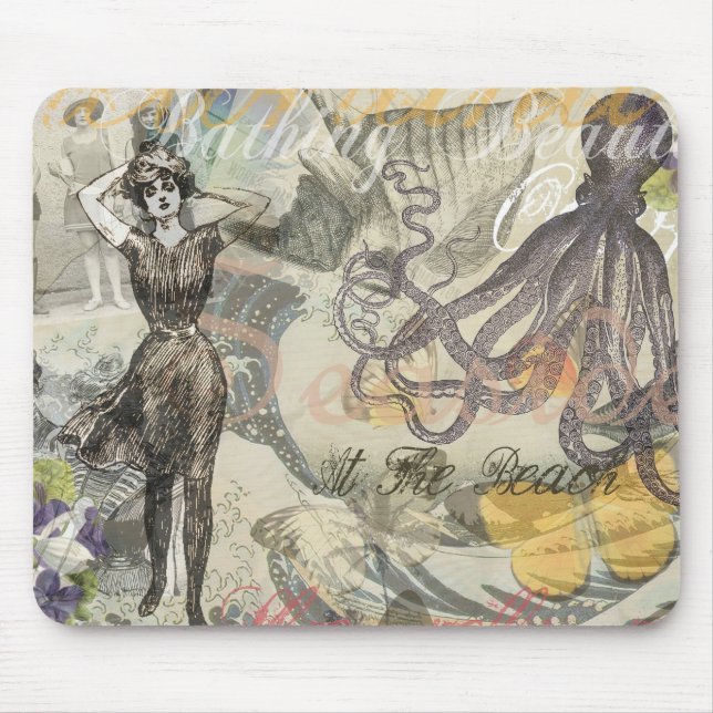 Octopus Beach Antique Coastal Steampunk Musmatta (Framsidan)