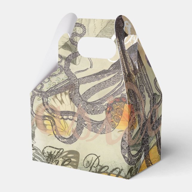 Octopus Beach Antique Coastal Steampunk Presentaskar (Framsidan Sidan)