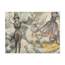 Octopus Beach Antique Coastal Steampunk