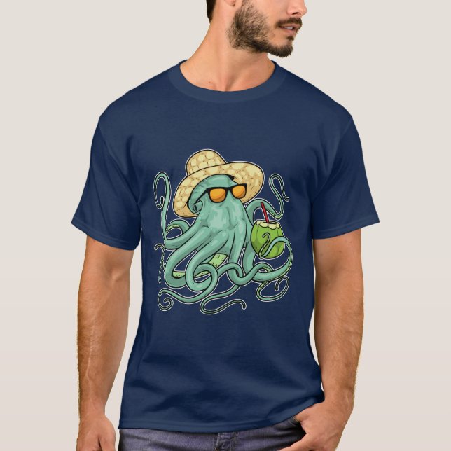 Octopus Beach Coconut, sommar T Shirt (Framsida)