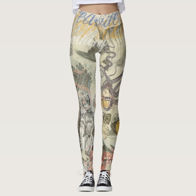 Octopus Beach Vacation Victorian Gothic Fun Leggings (Framsida)