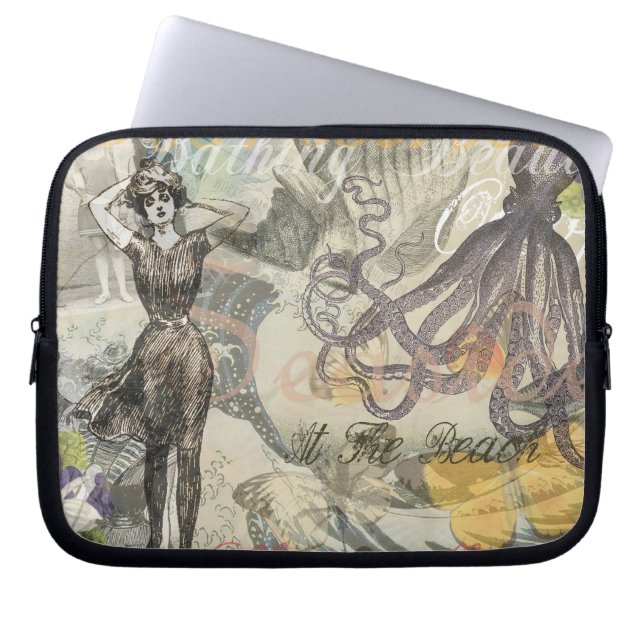 Octopus Beach Vacation Victorian Gothic Roligt Laptop Sleeve (Framsidan)