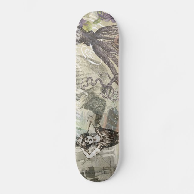 Octopus Beach Vacation Victorian Gothic Roligt Skateboard Bräda 20 Cm (Framsida)