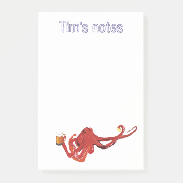 Octopus Beer älskare Anpassningsbar Post-it Block (Framsida)