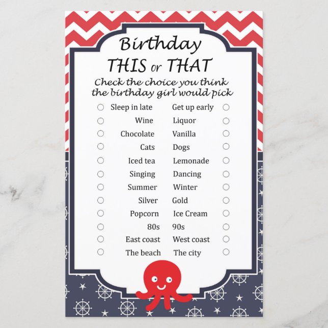 Octopus Birthday i det ena eller det andra spelet (Framsida)