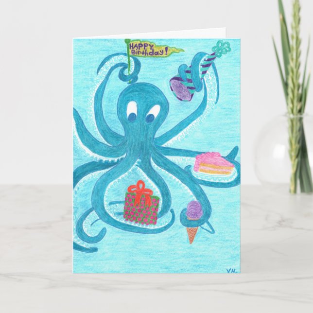 Octopus Birthday Kort (Framsida)