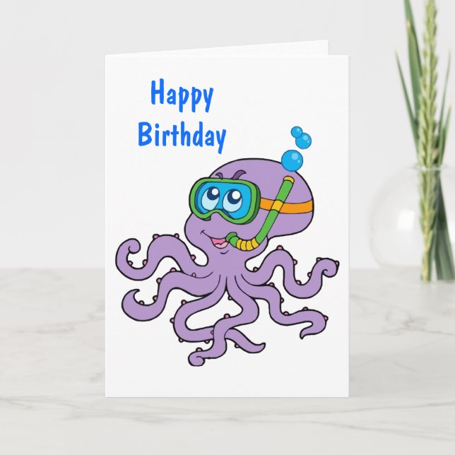 Octopus Birthday Kort (Framsida)