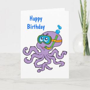 Octopus Birthday Kort
